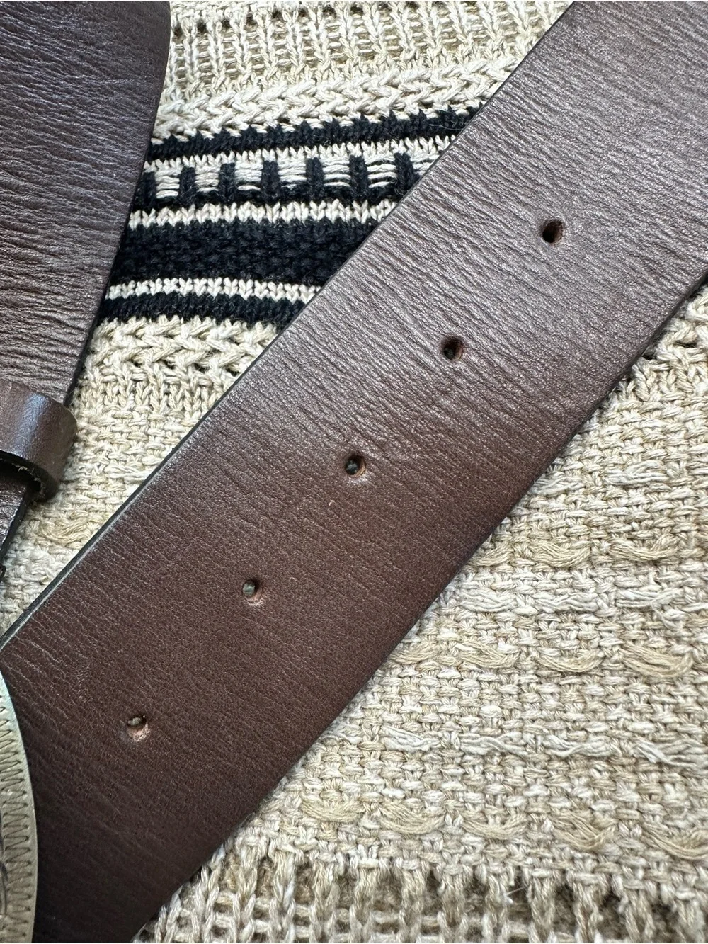 Ralph Lauren Southwestern Chocolate Brown Calf Santa Fe Plaque Buckle Belt